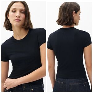 New Rag & Bone Luca Slim Crewneck Short-Sleeve Baby Black Tee/T-Shirt XS NWT